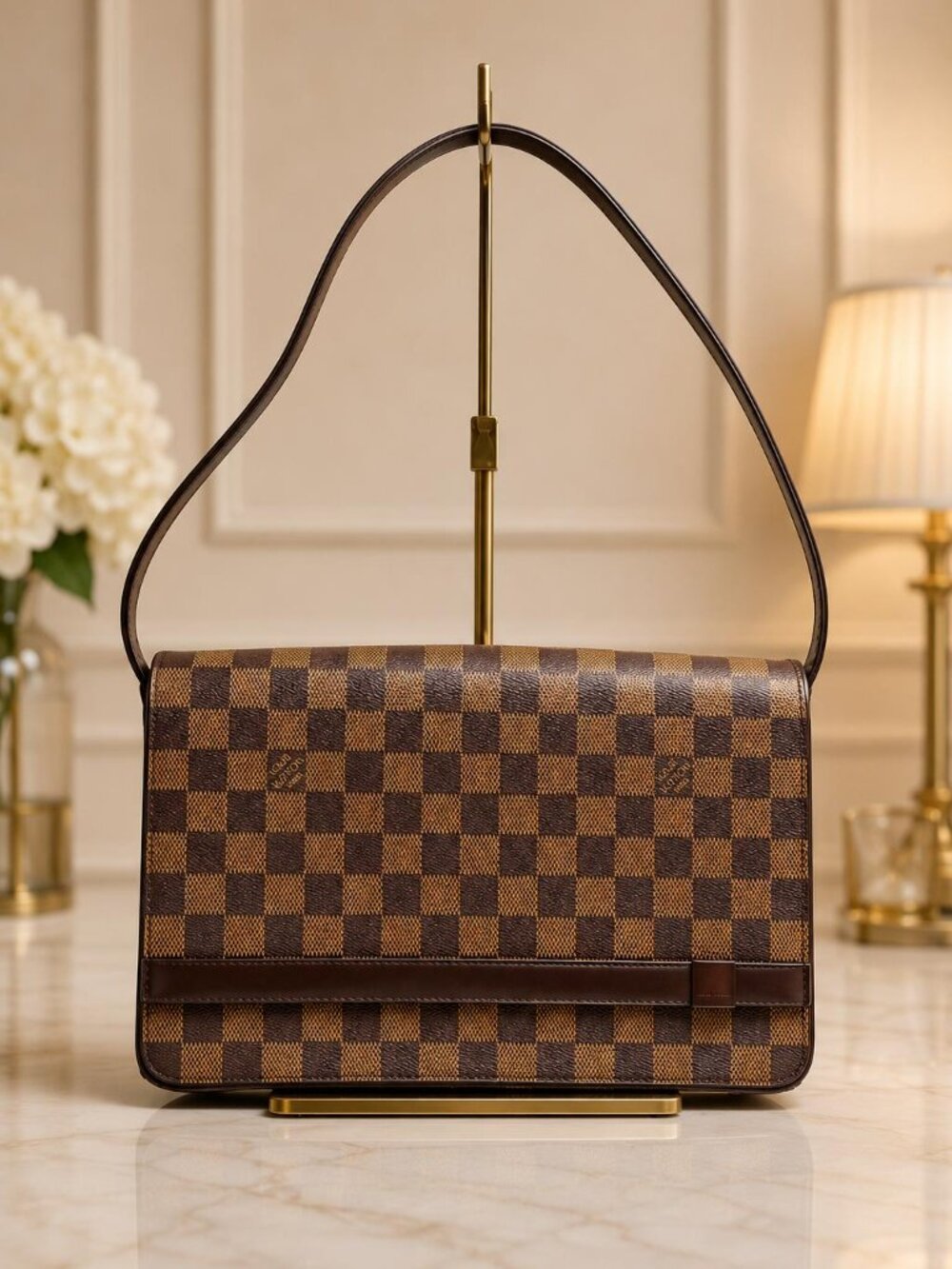 Authentic Louis Vuitton Tribeca Ron PM Damier Ebene Shoulder Bag Luxury Cheaper